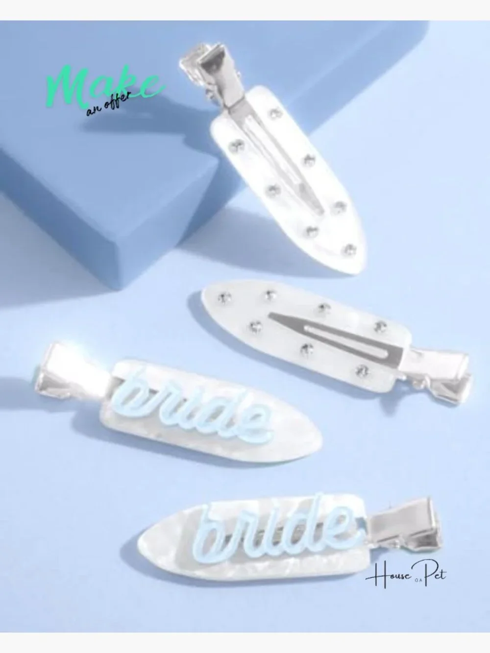 Bride Beauty Clips - 4pc Acrylic Bachelorette Hair Accessory